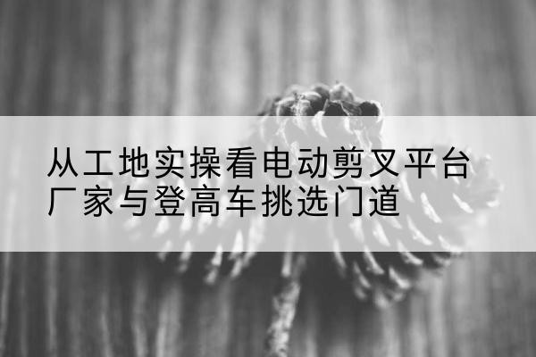 新野电动剪叉升降平台厂家-从工地实操看电动剪叉平台厂家与登高车挑选门道